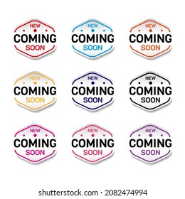 Coming Soon Sticker. For commercial offer product label. Premium and luxury vector illustration design