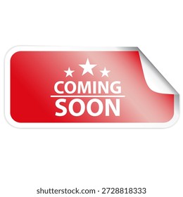 Próximamente diseño de Vector de etiqueta adhesiva. Próximamente elemento de icono de insignia
