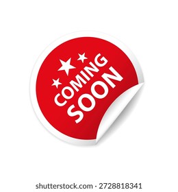 Próximamente diseño de Vector de etiqueta adhesiva. Próximamente elemento de icono de insignia