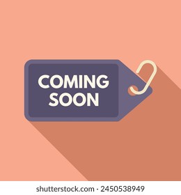 Coming soon tag icon flat vector. Advert brand. Product marketing