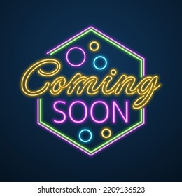 Coming Soon Teaser Neon Effect Vector