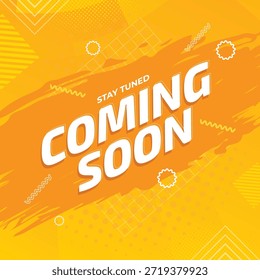 Coming soon template,  coming soon banner with flat design, coming soon on yellow background,  coming soon information