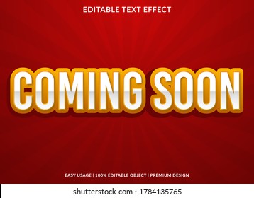 coming soon text effect template with 3d style and bold font concept use for brand label and logotype sticker