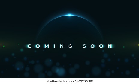 Coming Soon text on abstract Sunrise Dark Background with motion effect. Design Concept for sale, business advertising, web, promotion announce, poster, banner, flyer. - Vector Illustration svg