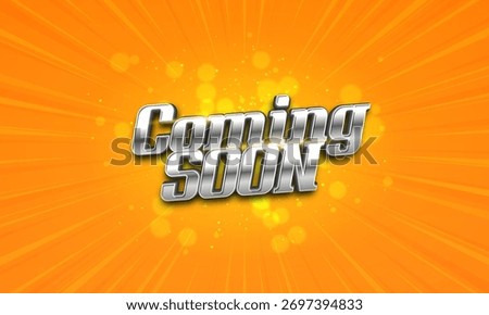 Coming Soon text on bright background. Ceremony presentation or grand opening. Vector illustration.