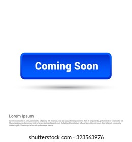 Coming Soon Text Realistic Blue 3d Web Button