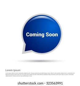 Coming Soon Text Realistic Blue Speech Bubble