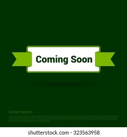 Coming Soon Text Realistic Green Ribbon banner