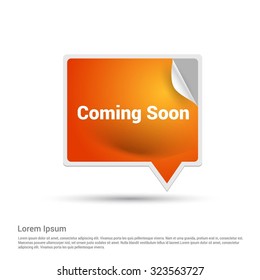 Coming Soon Text Realistic Orange Speech Bubble