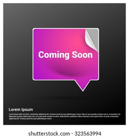 Coming Soon Text Realistic Purple Speech Bubble