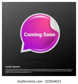 Coming Soon Text Realistic Purple Speech Bubble