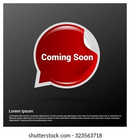 Coming Soon Text Realistic Red Speech Bubble