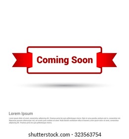 Coming Soon Text Realistic Red Ribbon banner