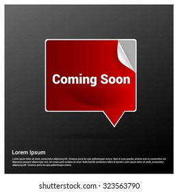Coming Soon Text Realistic Red Speech Bubble