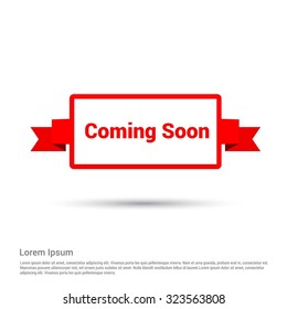 Coming Soon Text Realistic Red Ribbon banner