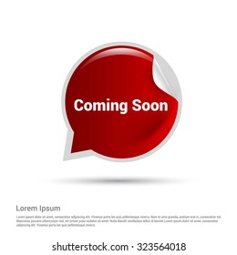 Coming Soon Text Realistic red Speech Bubble