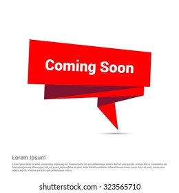 Coming Soon Text Realistic Red Origami banner