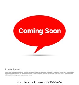 Coming Soon Text Realistic Red Speech Bubble