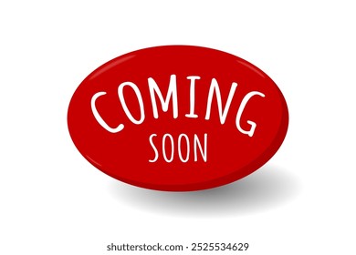 Coming Soon Text With Red Round Frame. Banner Template Design. Vector Illustration