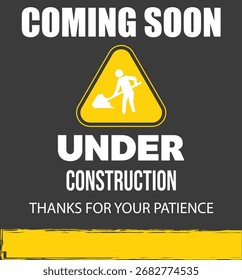Próximamente en construcción de fondo con rayas blancas y negras. Colección del icono del Vector del cono del tráfico, Ilustración vectorial fijada en el fondo blanco.