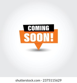 Coming soon vector design on gray vignette background 