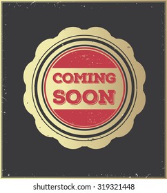 Coming soon vector golden retro badge.