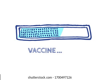 Coming Soon Vector Hand Drawn Loader. Remedy Invention Illustration. Website Sketch Bar with Adjustable Fill Part. Vaccine Progress Bar Status.  Infographic Element with 90% Complete Indicator.