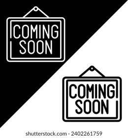 Coming Soon Vector Icon, Lineal style icon, from Work in Progress icons collection, isolated on Black and white Background.
