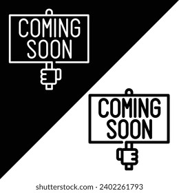 Coming soon Vector Icon, Lineal style icon, from Work in Progress icons collection, isolated on Black and white Background.
