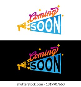Coming soon. Vector illustrations on black background.