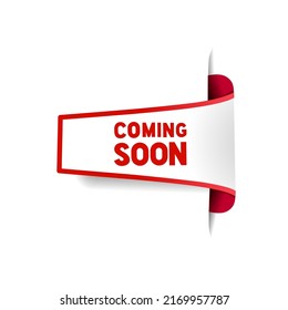 
Coming soon vector label banner. Business concept. Store or advertising sign.