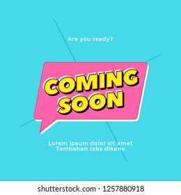 Coming Soon vector text. Pop style typography design for printed poster headline or website banner.