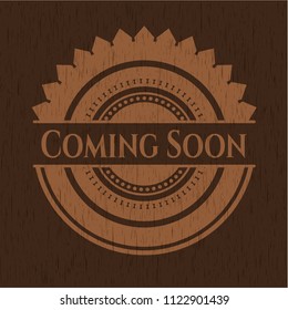 Coming Soon vintage wooden emblem