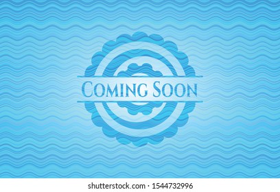 Coming Soon water badge. Vector Illustration. Detailed.