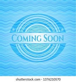Coming Soon water wave emblem background.