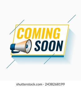 coming soon web page template with megaphone design vector