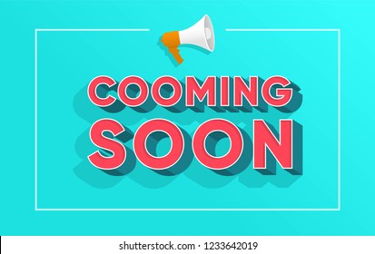 coming soon word vector illustration concept with megaphone and 3d word, can use for, landing page, template, ui, web, mobile app, poster, banner, flyer, background