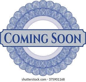 Coming Soon written inside abstract linear rosette