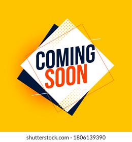 coming soon yellow background in geometric style