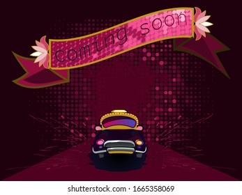 Coming soon.Bollywood poster style.Vector for design flyer,invitation, card.