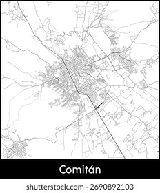 Comitan city map, Mexico - Topographic vector map poster