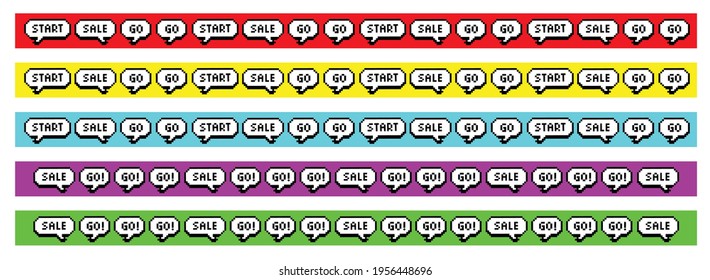 Comix bubbles form with text inside. Pixel art Vector illustration Isolated on white background.