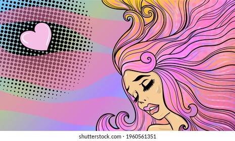Comix cartoon lady in pop art style. Hand-drawn vector illustration in modern style.