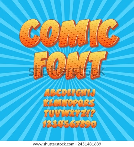 Comix Retro Old Style Font. Comic Cartoon Vector Lettering Alphabet. Bold Halftone Dotted Letters and Numbers.