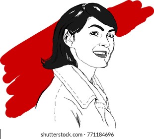 Comix-style portrait of women on white background.