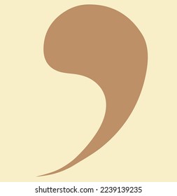 A comma, big brown and dainty. On a light beige background
