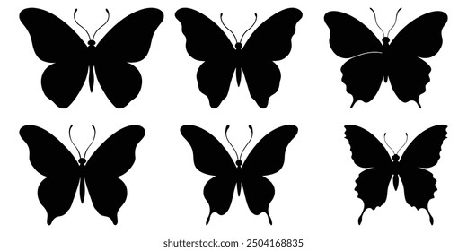 Vector de silueta de mariposa Comma Set-4