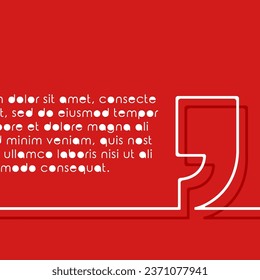 Diseño lineal mínimo en coma sobre un fondo rojo. Ilustración vectorial.