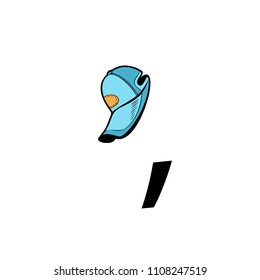 comma punctuation mark. cap hat. Business people silhouette alphabet. Pop art retro vector illustration kitsch vintage drawing