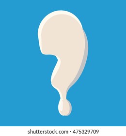 Comma punctuation mark isolated on baby blue background. Milky comma vector illustration